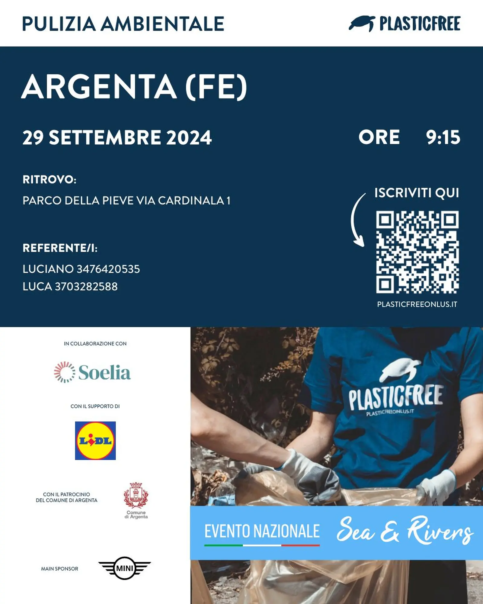 Plastic free Argenta prosegue con l'importante evento Nazionale Sea & Rivers